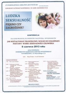 Konferencja dla młodych ludzi, rodziców,  nauczycieli,  wychowawców -  LUDZKA SEKSUALNOŚĆ